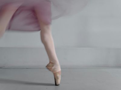 Blurry artistic shot of a leg in motion.